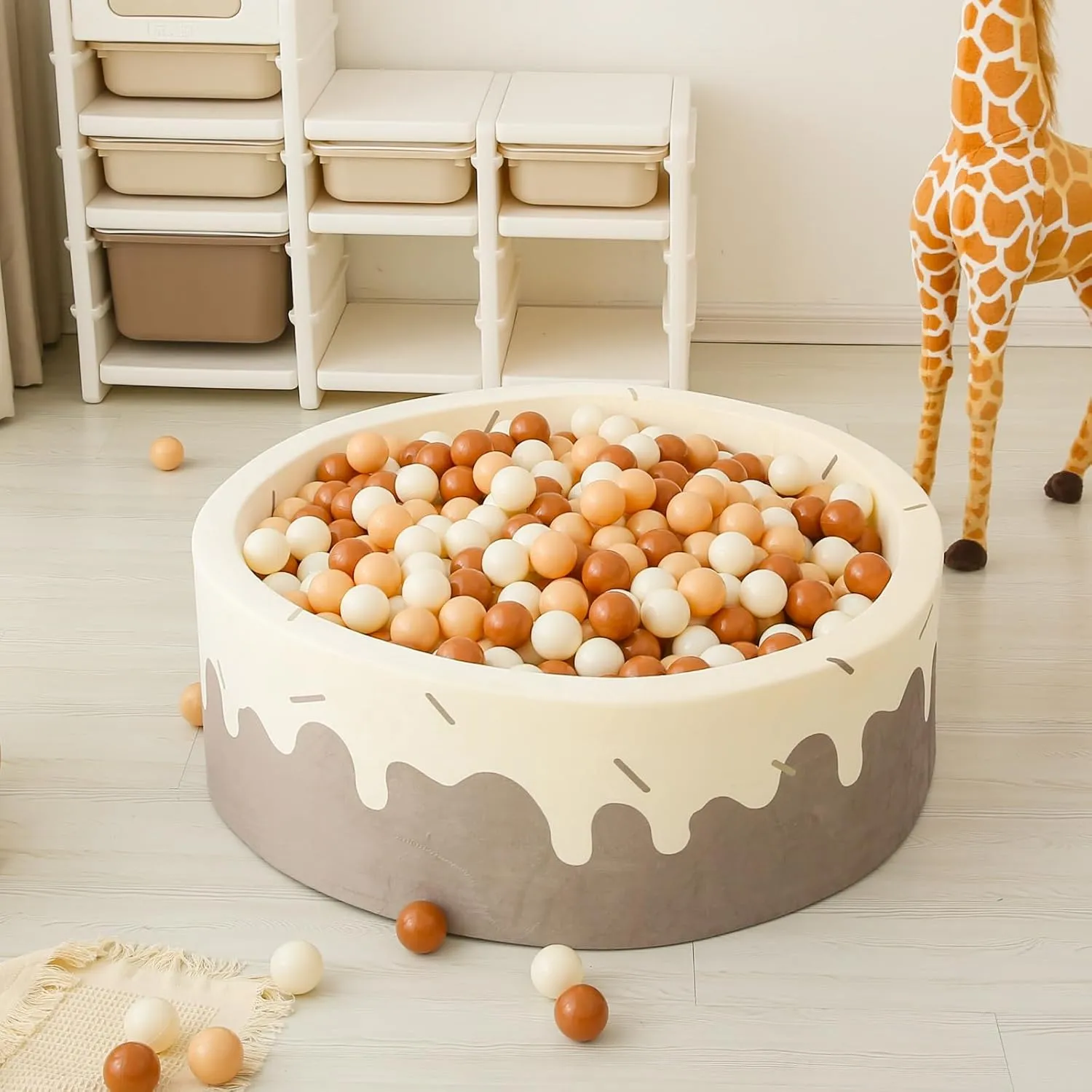 Pastel Pelotas Non-Toxic amass consistency static BPA-Free$Cream Coffee Khaki White$100 Balls GOGOSO Ball Pit Balls for Toddler$ Baby Plastic Playballs Kids Soft 