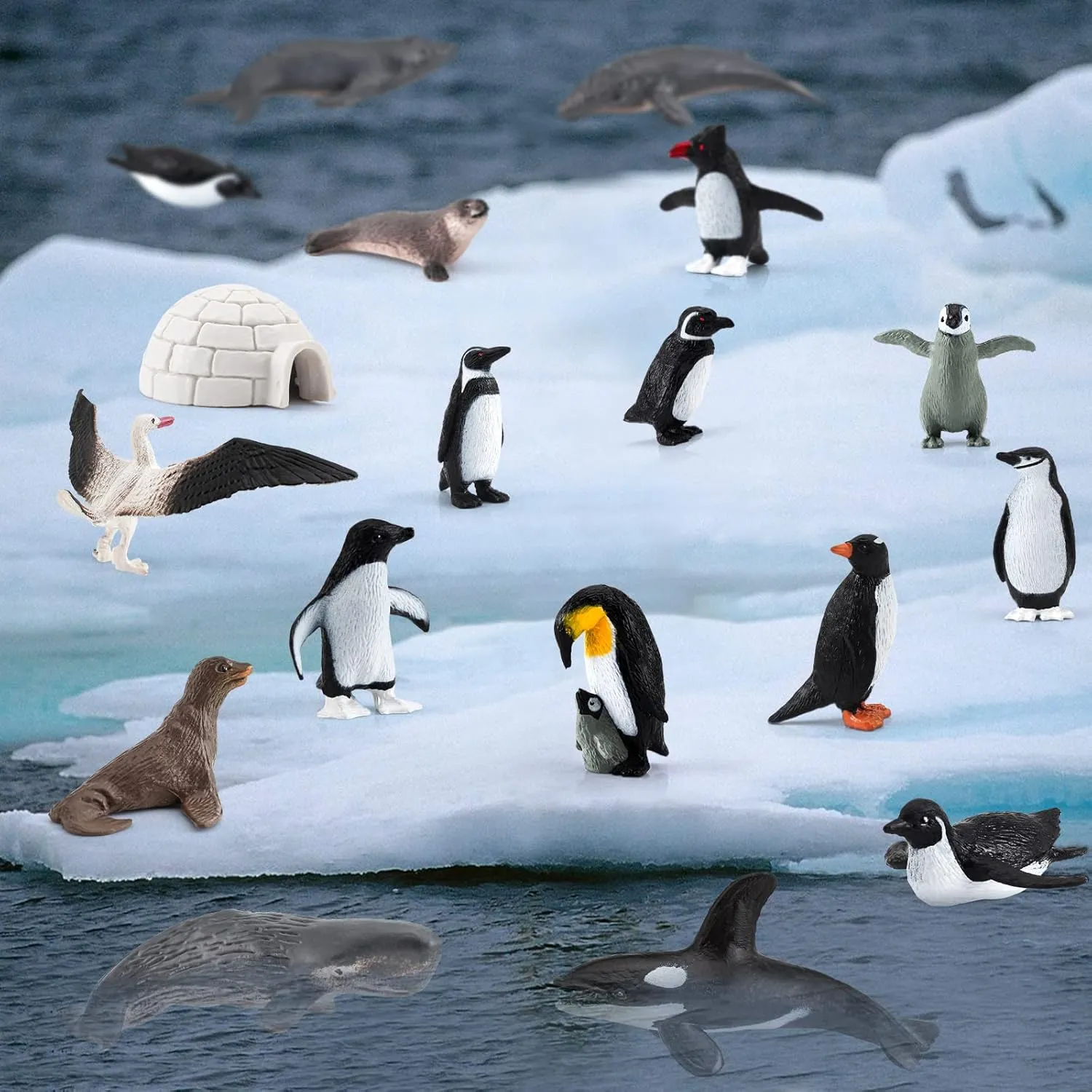 Penguins Sperm Whale Toys Christmas Birthday vegetarian beater aptitude Party Supplies Decorative Accessory 21PCS Antarctica Penguin Figurines Toy Playset Realistic Arctic 