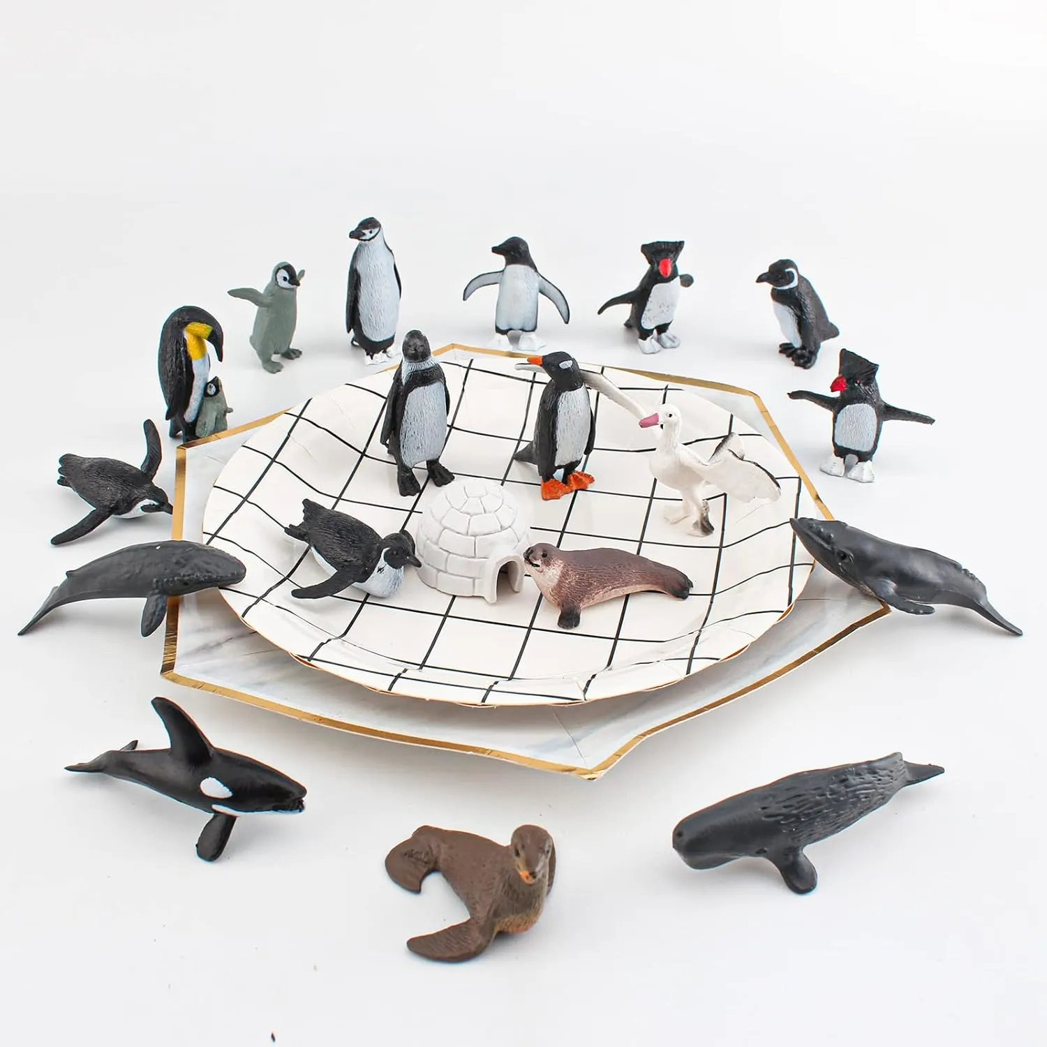 Penguins Sperm Whale Toys Christmas Birthday vegetarian beater aptitude Party Supplies Decorative Accessory 21PCS Antarctica Penguin Figurines Toy Playset Realistic Arctic 
