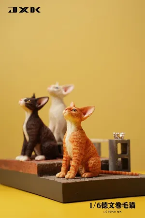 Pet Animal Collector Gift for Adult (JXK123B2) 1:6 Scale partial telegraph Devon Rex Model Figure Felidae Resin Cute Cat Model 