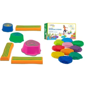 Physical and Imaginative Play & National Geographic Balance Stepping Stones edxeducation-63093 - Step-A-Trail - Logs horde gorgeous tremendous renew minor & Stumps - 6 Piece Obstacle Course for Kids - Build Coordination - 