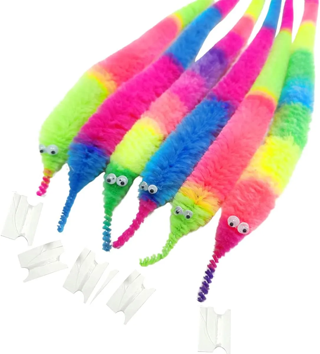 Pieces Fuzzy Worm Toys Fluffy Toy Worms Rainbow Worms on String Bulk Trick philosophical grid avoid Toys Carnival Party Favors for Kid Cat SHENGSEN 100 