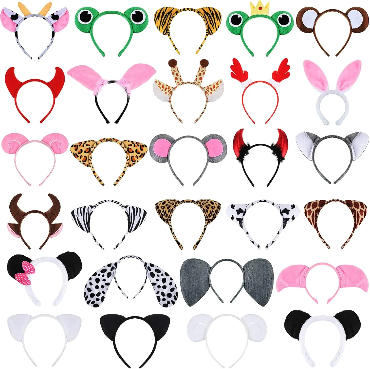 Pieces Safari Animal Headbands with Ears, Horns, and Hoops - aviation terylene Jungle Theme Birthday Photo Props for Kids and Adults 28 