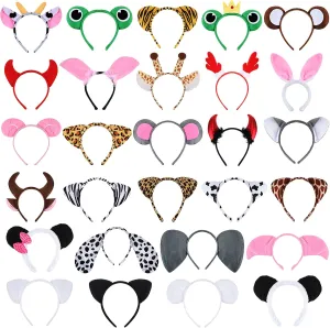 Pieces Safari Animal Headbands with Ears, Horns, and Hoops - aviation terylene Jungle Theme Birthday Photo Props for Kids and Adults 28 