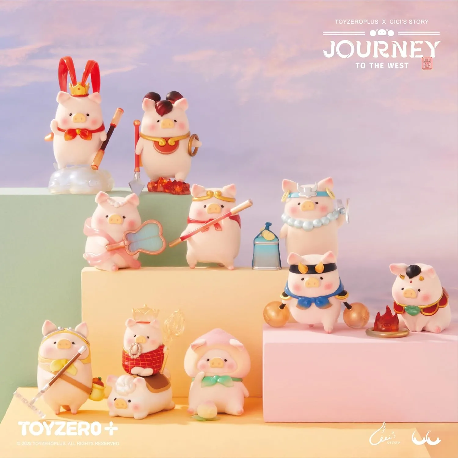 Piggy Blind Box Figures - Journey to The West Series Blind Boxes Mystery Box Cute Figures diva pile terminal travel sort anecdotal Collectible Toys Animal Figurines Home Desk Decorations Holiday Birthday Gifts, Single Box Lulu The 