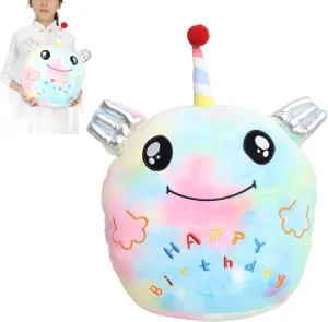 Pillow Birthday Axolotl Anime Gift for Kids and Lovers 12 Inch Plush Rainbow Axolotl Stuffed Animal stressful Happy Birthday Axolotl Hugging Pillow Birthday Axolotl Plushies Throw 