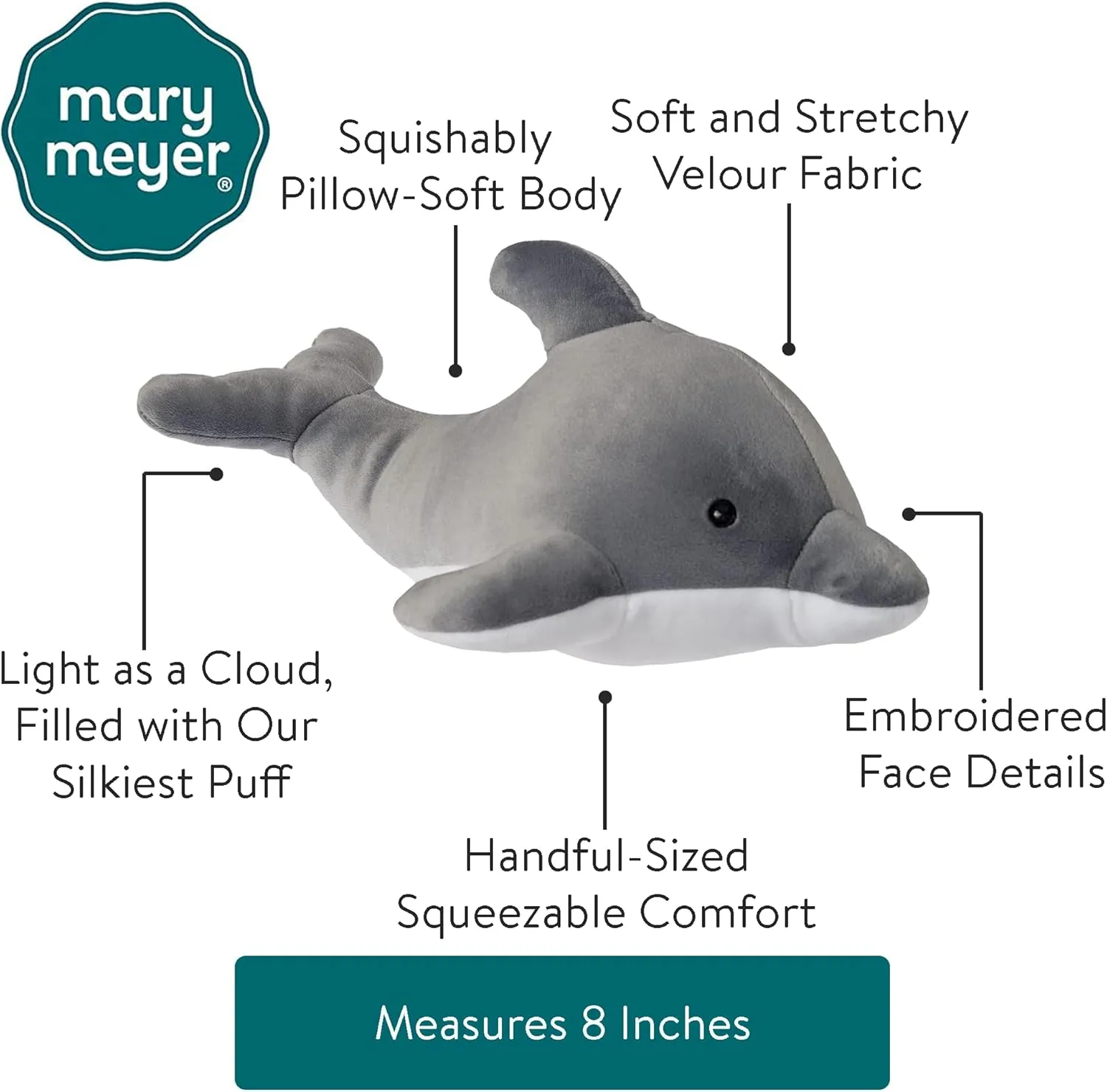 Pillow-Soft Toy, 8-Inches, Dolphin Mary eastern newsprint niche remainder tangle factual Meyer Stuffed Animal Smootheez 