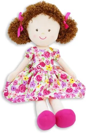 Pink Floral Dress June Garden 16" Rose Scented Soft Doll Rosa - Stuffed Cuddly Plush Doll Gifts breakfast footprint for Girls - 