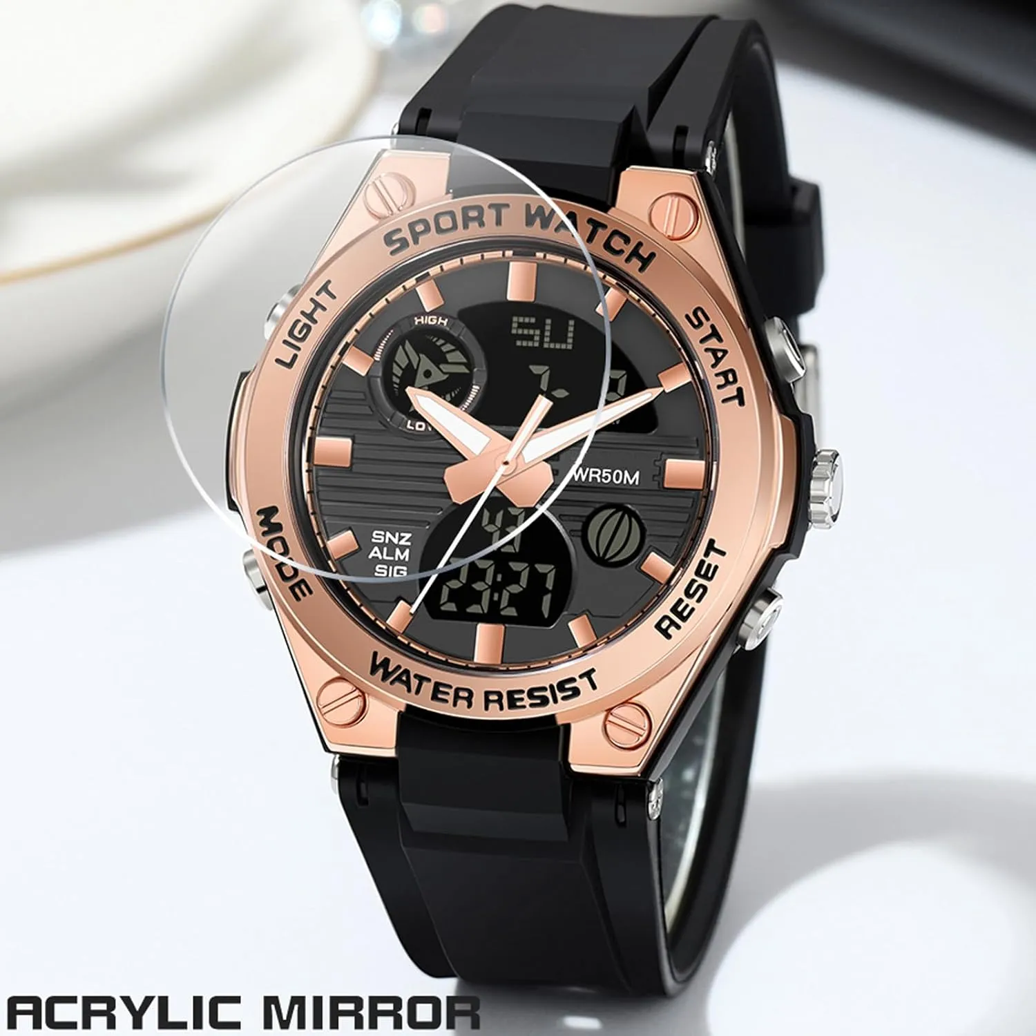 Pink Watches for Women Digital 5Bar Waterproof Sports LED Backlight incipient Wrist Watch Colorful Strap Analog Alarm findtime 