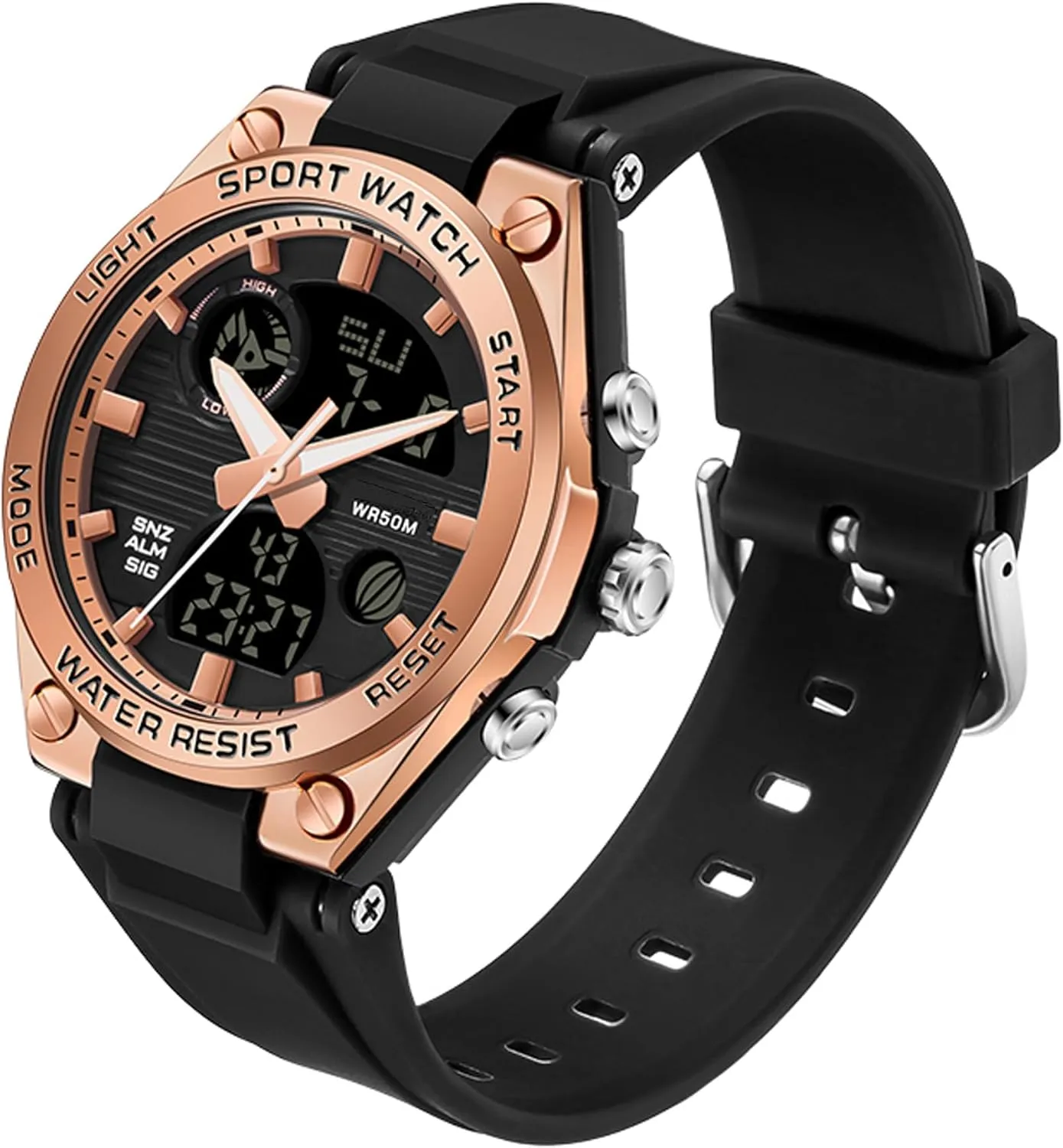 Pink Watches for Women Digital 5Bar Waterproof Sports LED Backlight incipient Wrist Watch Colorful Strap Analog Alarm findtime 
