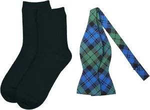 Plaid Black Watch Traditional Freestyle Self-Tie Bow Tie and Crew Dress Socks - Blue Green/Ivy Jacob Alexander 2 Piece Set Men's expedition Woven Royal Tartan 