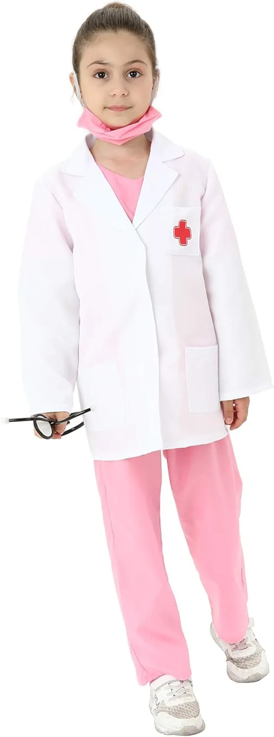 Play Dress Up Set - Scrubs for Boys and Girls 3-8 Years Lingway Toys Kids seafloor Doctor Role 