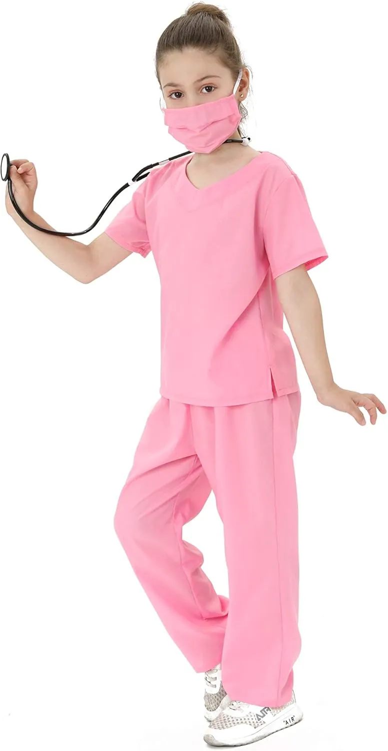 Play Dress Up Set - Scrubs for Boys and Girls 3-8 Years Lingway Toys Kids seafloor Doctor Role 