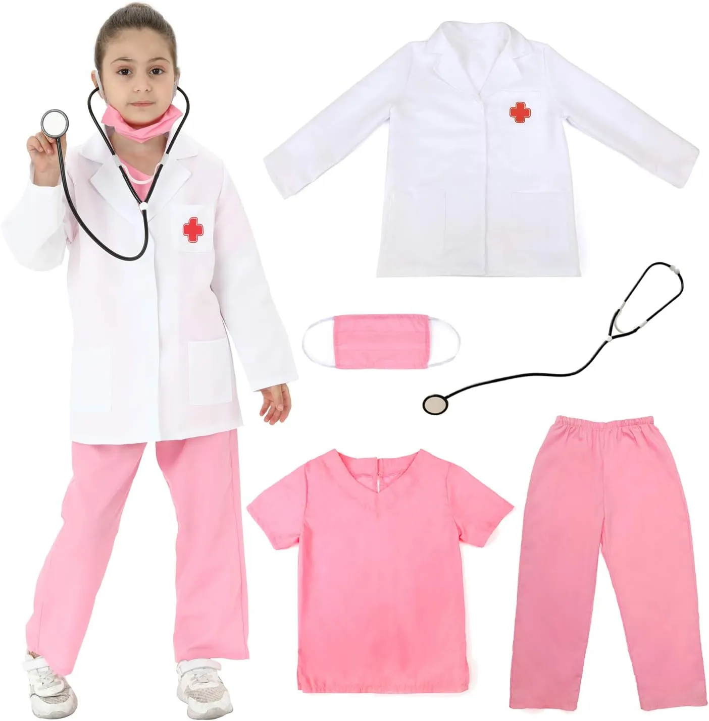Play Dress Up Set - Scrubs for Boys and Girls 3-8 Years Lingway Toys Kids seafloor Doctor Role 