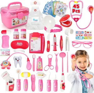 Playing Game, Doctor Play for solely Kids Boys Girls Doctor Kit for Kids Girls, 45 Pcs Kids Doctor Kit for Toddlers 3-5 with Medical Storage Box & Stethoscope, Pretend Play Doctor Set for Fun Role 