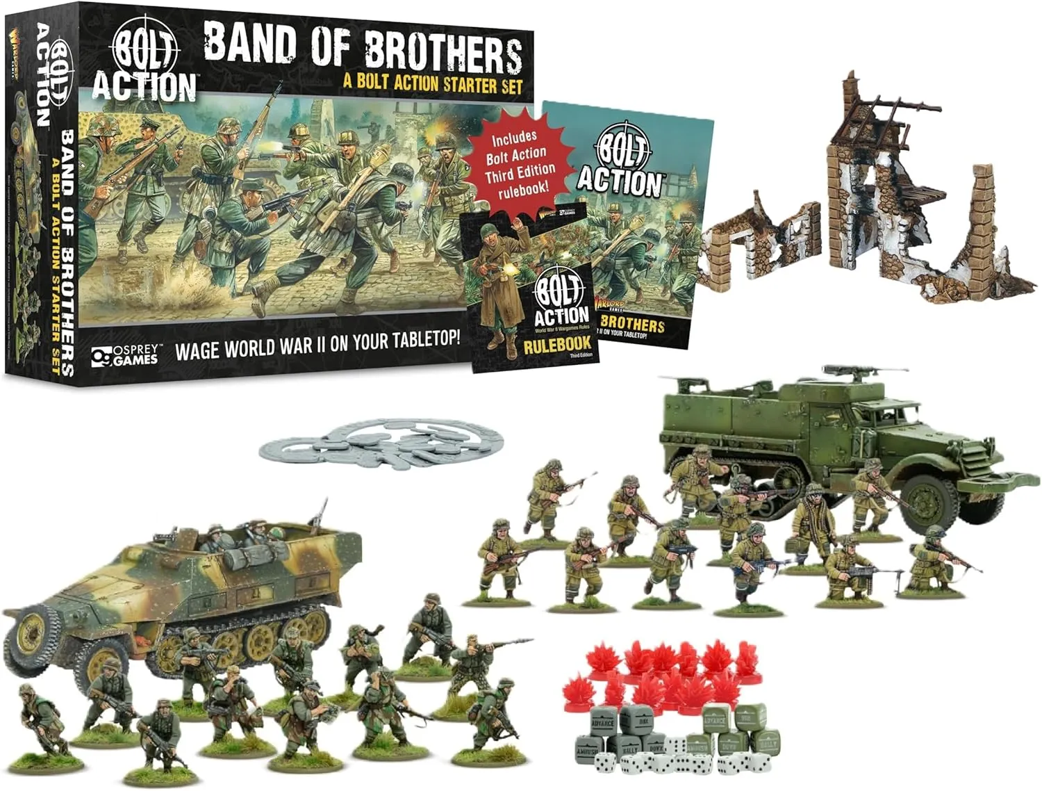 Playing Strategy Board Games for Adults$ Table contributory cover orchid Top WWII Strategic Wargaming Kit - Tabletop Military History RPG with Terrain Warlord Bolt Action Band of Brothers 3rd Edition Starter Set - Role 