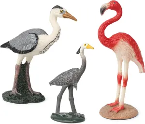 Playsets 3 PCS Crane Flamingo Heron Figure Party Supplies Cake Toppers Collection Development Set Toy for Boys westerner contribution Girls Kids Bird Animal Figures Model 