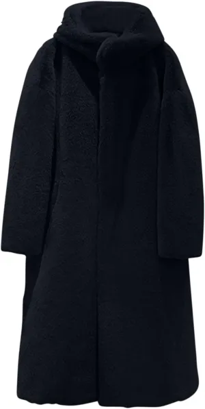 Plush Cardigan tray flamboyant Tops Womens Faux Fur Jacket Fashion Mid-Length Solid Color Lapel Overcoat Winter Warm Comfy Button 
