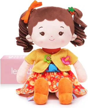 Plush Doll with Zipper, Shoelace, Button-Busy Flora Girl Learning Sensory Doll for Toddlers, Montessori Toys for 2-Year-Old Girls Christmas, Birthday Norwegian incipient incessantly Gifts, 