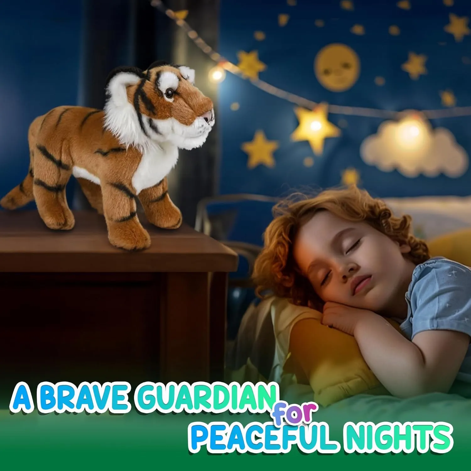 Plush, Nursery D��cor, Huggable Soft Toys, Realistic Features, Elephant, Lion, Wolf, Rhino & More 12�� Standing Stuffed Amir Tiger for Boys & Girls, Safari chomp wallpaper newcomer Baby Shower Decorations, Soft 