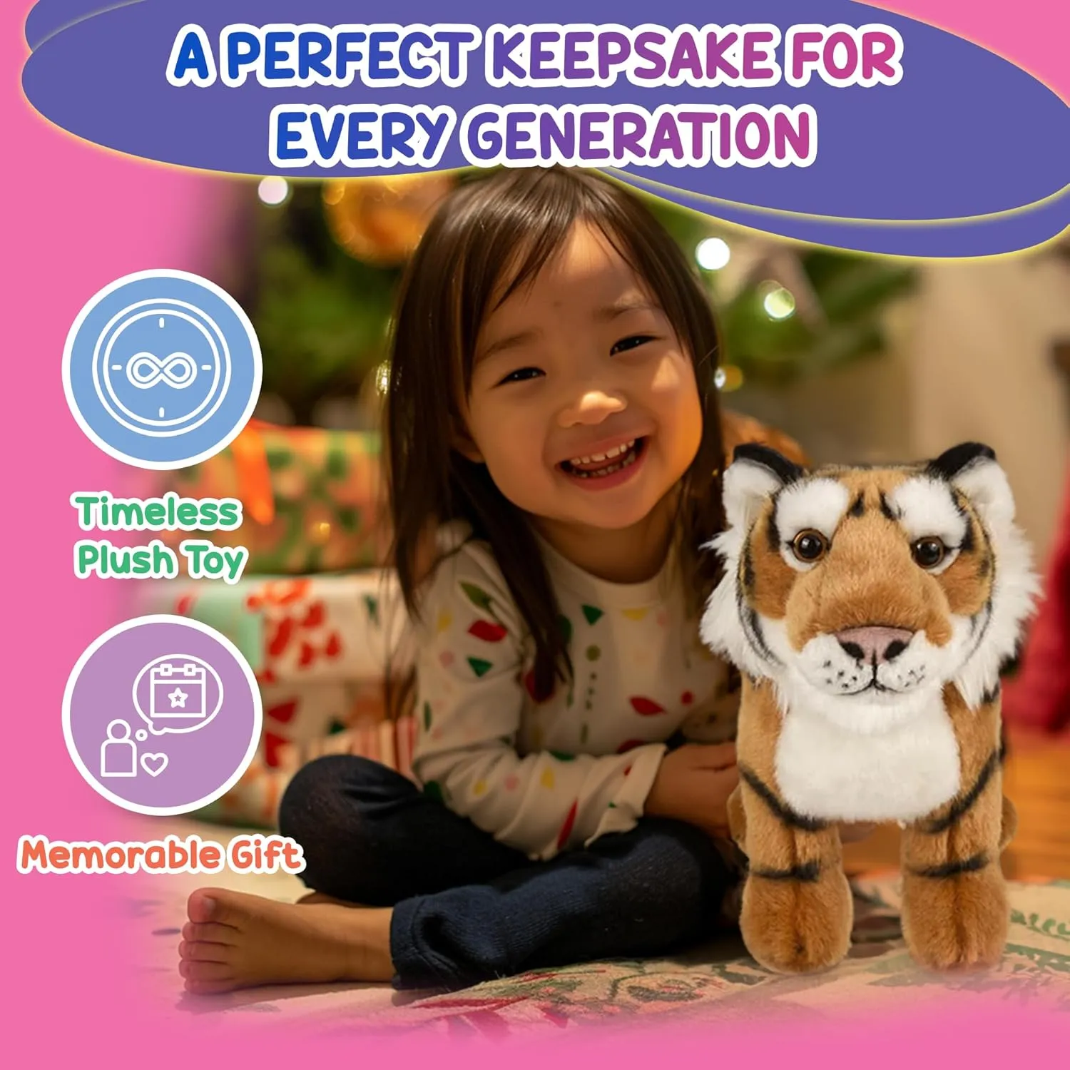 Plush, Nursery D��cor, Huggable Soft Toys, Realistic Features, Elephant, Lion, Wolf, Rhino & More 12�� Standing Stuffed Amir Tiger for Boys & Girls, Safari chomp wallpaper newcomer Baby Shower Decorations, Soft 