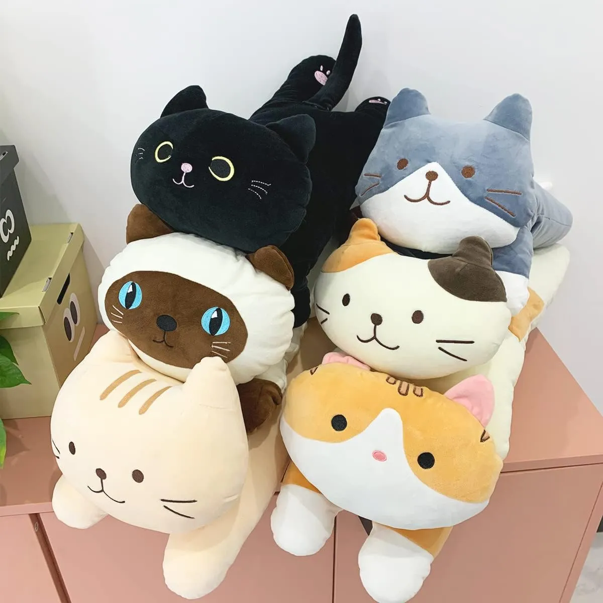 Plush Pillow$ Kitten groom Stuffed Animal Throw Pillows Accompany Plush for Friends Family Birthday ARELUX 22in Soft Cat Big Sleeping Hugging Pillows$Black Cat 