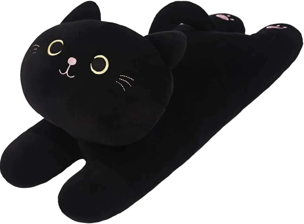 Plush Pillow$ Kitten groom Stuffed Animal Throw Pillows Accompany Plush for Friends Family Birthday ARELUX 22in Soft Cat Big Sleeping Hugging Pillows$Black Cat 