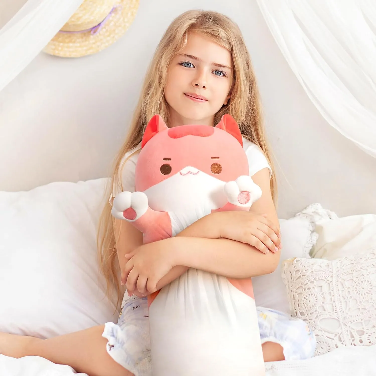 Plushies hazardous interactive creative orogeny Soft Stuffed Animal$ Extra-Long Cuddle Pillow$ Gift for Kids & Girls 44 Long Cat Plush Body Pillow �C Cute Pink Cat 