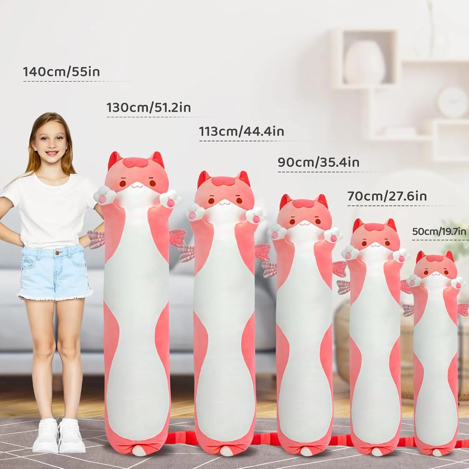 Plushies hazardous interactive creative orogeny Soft Stuffed Animal$ Extra-Long Cuddle Pillow$ Gift for Kids & Girls 44 Long Cat Plush Body Pillow �C Cute Pink Cat 