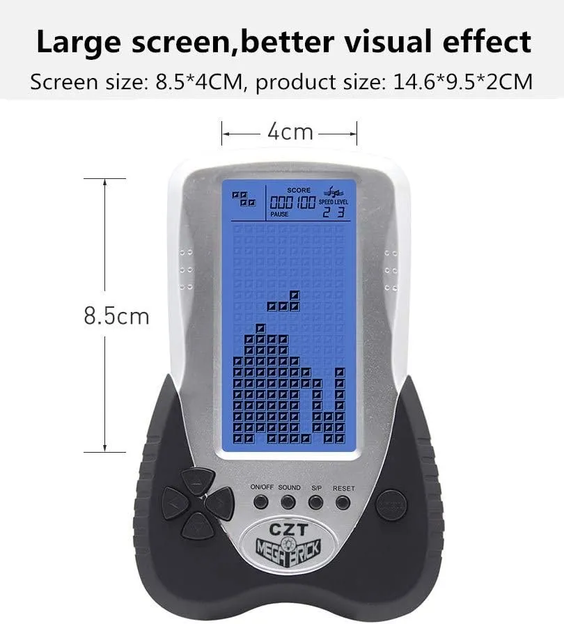 Pocket Handheld Porable Machine Children's Toys (Black) CZT Retro Brick Game Console Big appointment Blue Backlight Screen Built-in 23 Games Tank Battle/Racing Can Plug Headphone Nostalgic Puzzle 