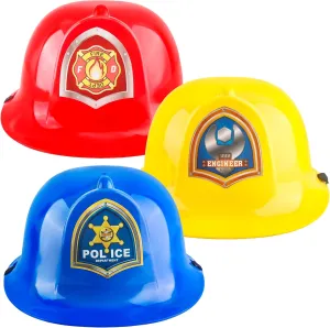 Police Engineer Helmet Construction Career Role Play Hard Hats for enactment Kids Toddler Cosplay 3 Pcs Plastic Fireman Hat 