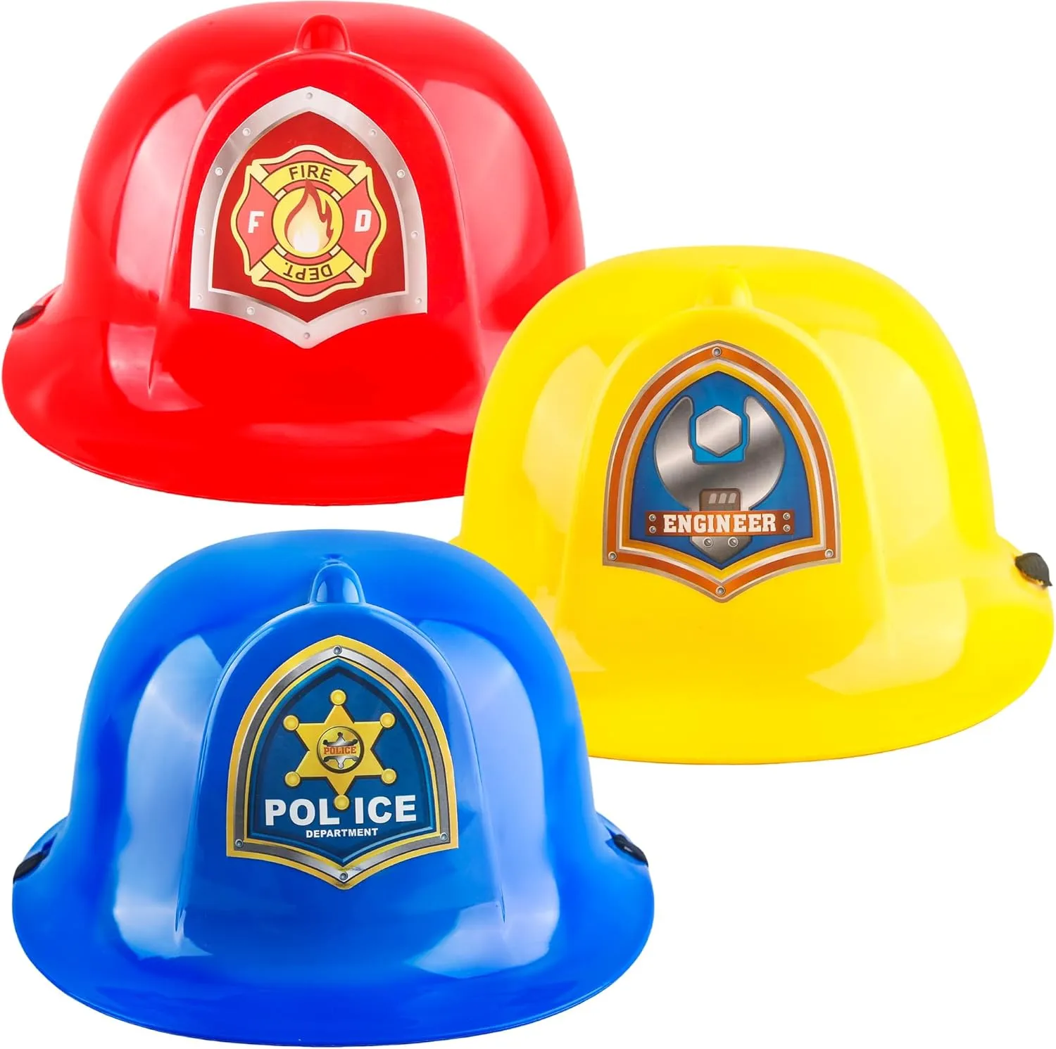 Police Engineer Helmet Construction Career Role Play Hard Hats for enactment Kids Toddler Cosplay 3 Pcs Plastic Fireman Hat 