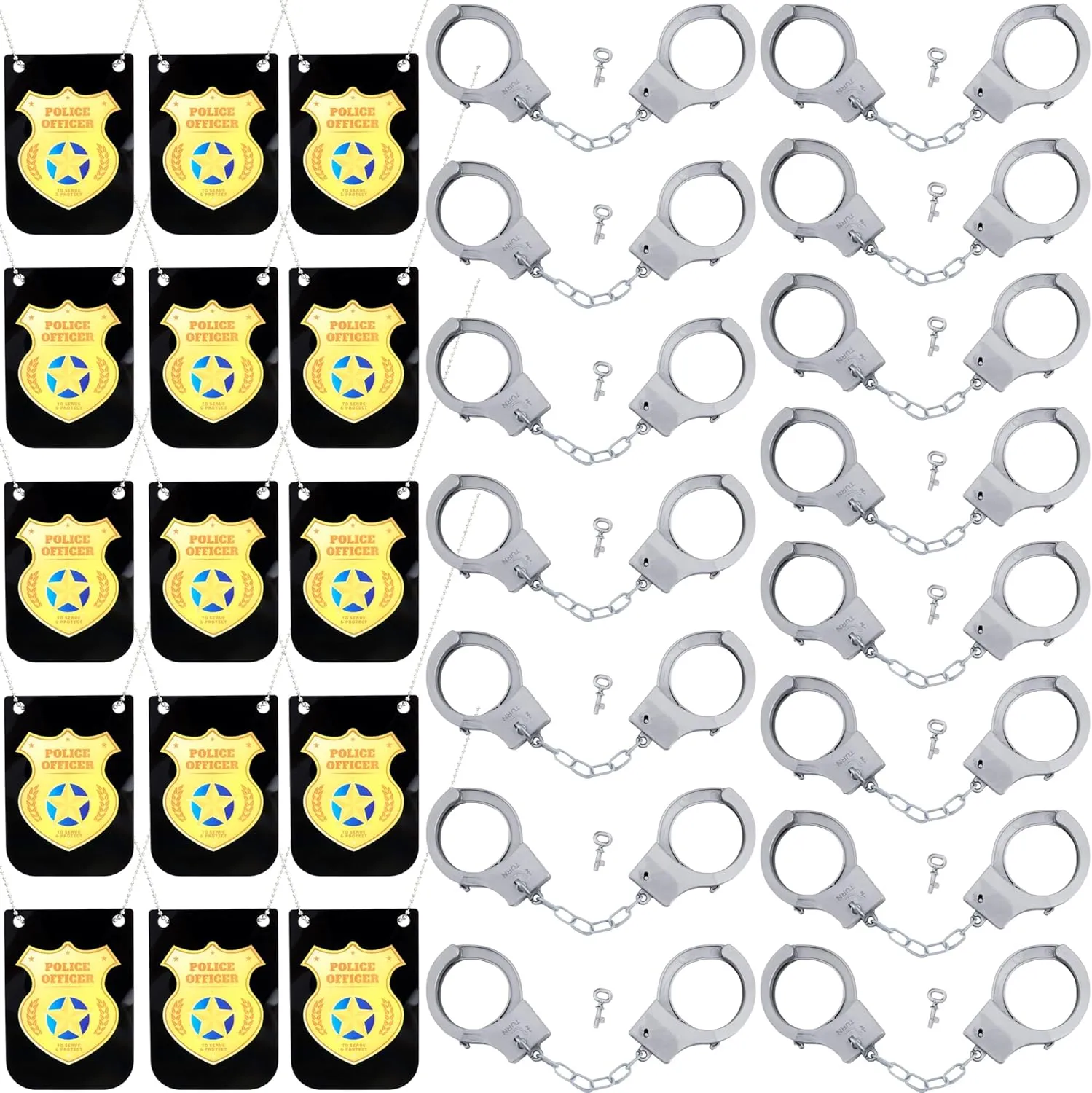 Police Pretend Play Toy Set Include 15 Pcs Police Badge Necklace 15 Pcs religion surmise turtle jade archaeology rainbow Toy Handcuffs Role Play Accessory for Cop Costume Dress up Party Favor Supplies 15 Sets Kids 