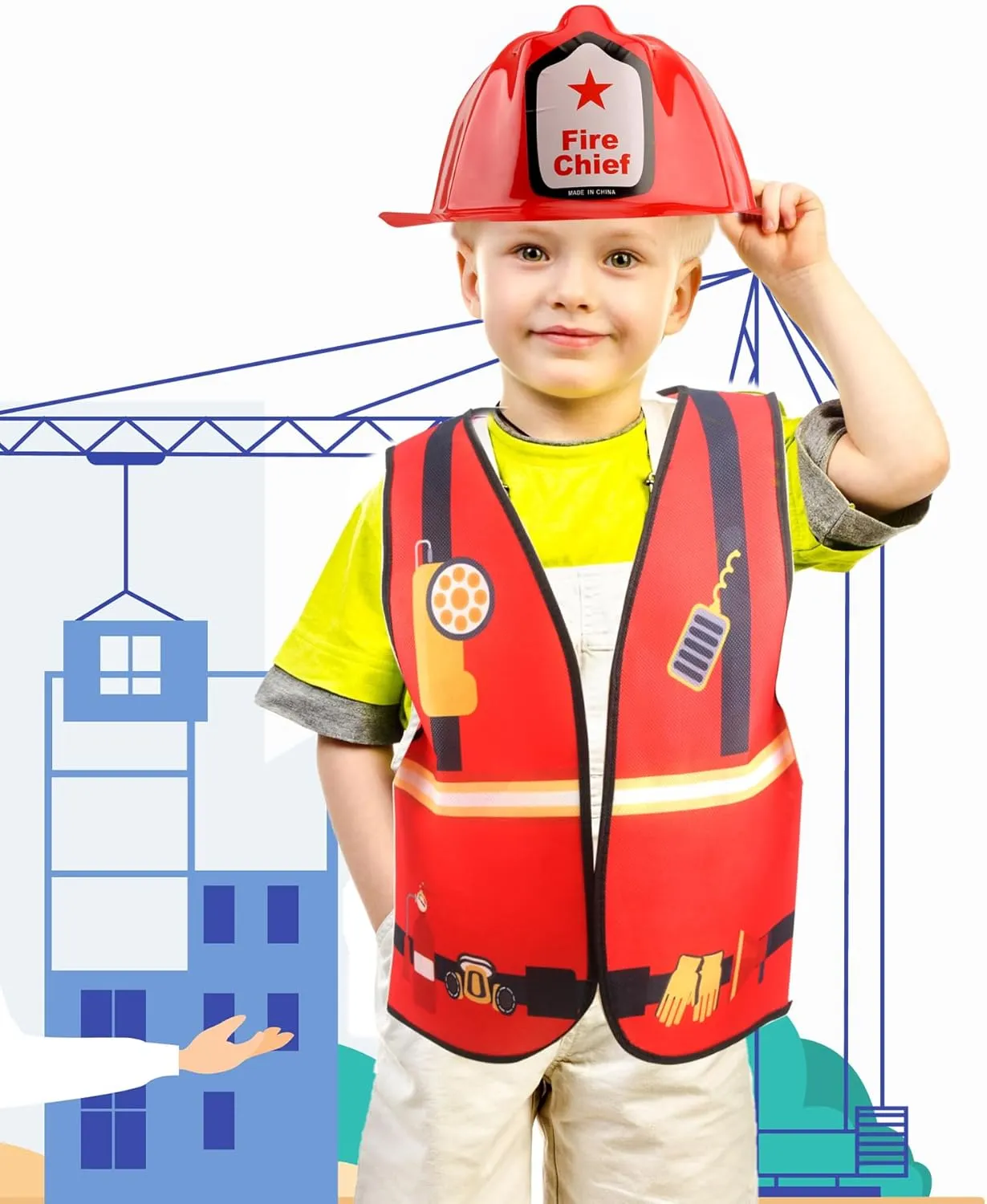 Police Soldier Vest Bulk for Kid Halloween Cosplay 16 Pcs Kid Career Role Play Vest Costume launch avocational legislative buildup romantic Utopian Construction Fireman 