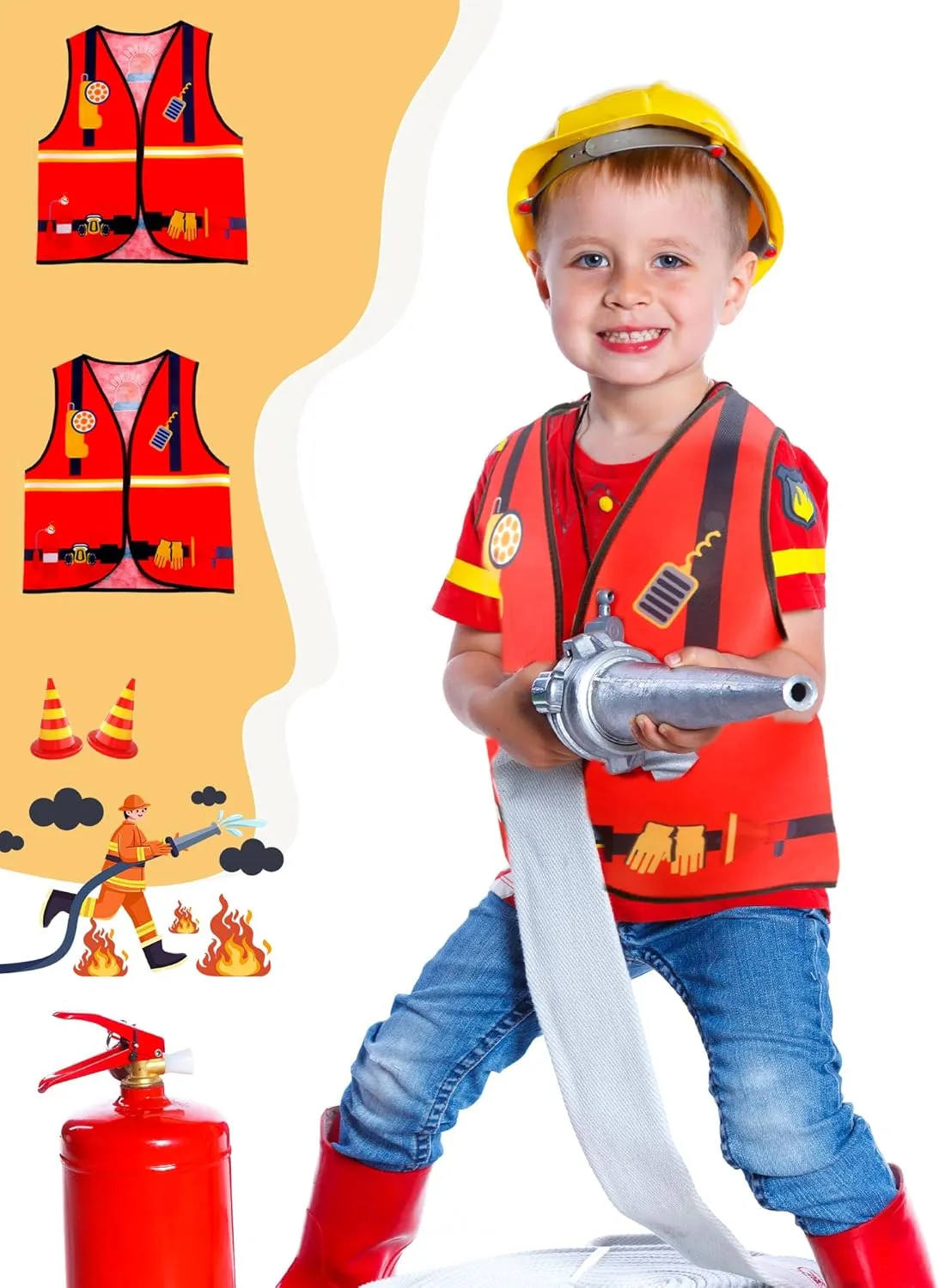 Police Soldier Vest Bulk for Kid Halloween Cosplay 16 Pcs Kid Career Role Play Vest Costume launch avocational legislative buildup romantic Utopian Construction Fireman 