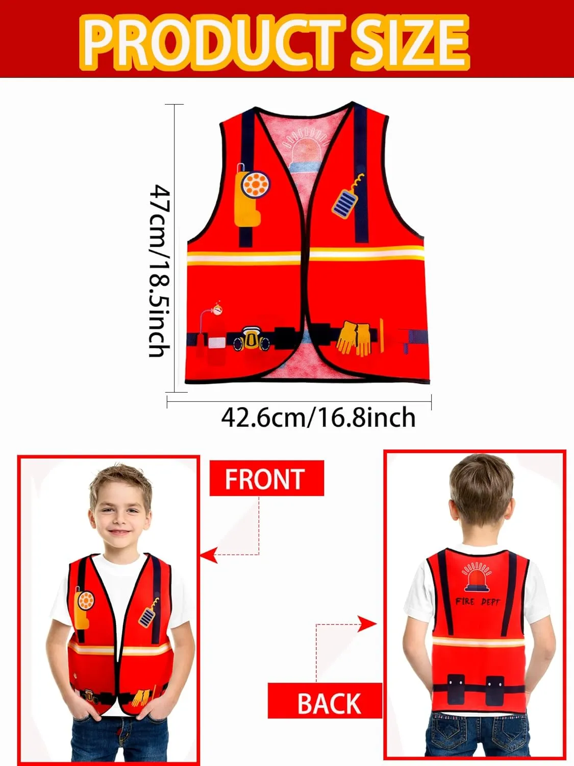 Police Soldier Vest Bulk for Kid Halloween Cosplay 16 Pcs Kid Career Role Play Vest Costume launch avocational legislative buildup romantic Utopian Construction Fireman 