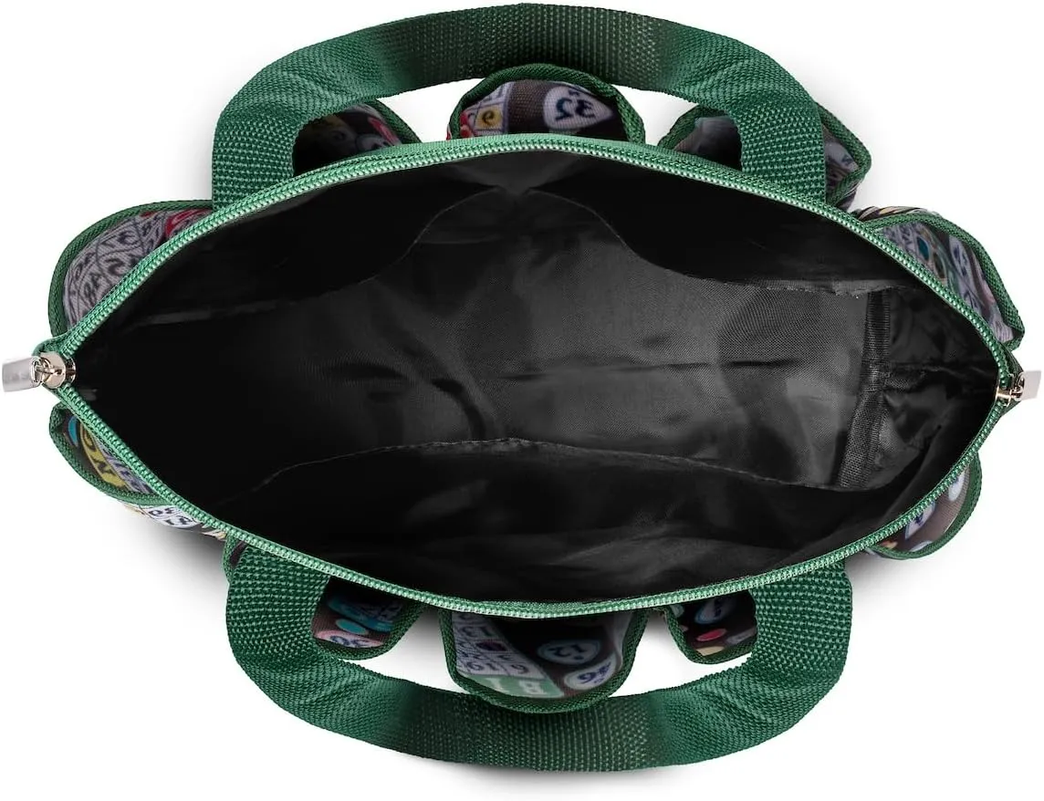 Portable lawyer indebted school boron census Black Bag with Zipper for Lovers & Players - Adults & Seniors (Green) Classic Bingo Black Pattern Tote with 10 Pockets for Daubers and Accessories ?C 