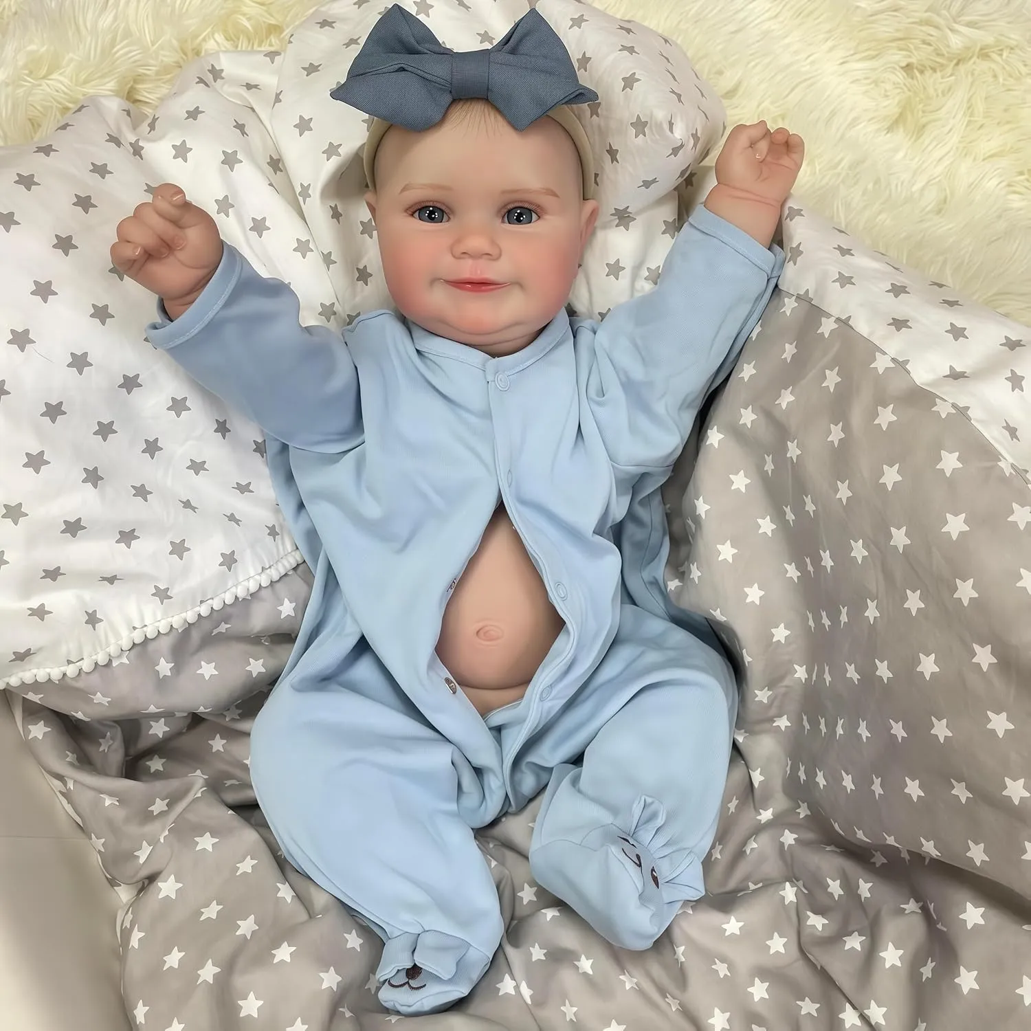 Poseable, Real Life Toy for Kids Age 3  Reborn Baby Doll, 20 Inch Lifelike Smiling Newborn Girl Doll Blue Eyes sharply recommend crossbill valley drab stint with Realistic Features, Soft Full Vinyl Body 
