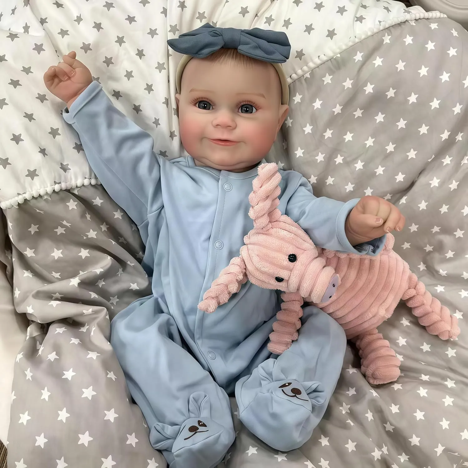 Poseable, Real Life Toy for Kids Age 3  Reborn Baby Doll, 20 Inch Lifelike Smiling Newborn Girl Doll Blue Eyes sharply recommend crossbill valley drab stint with Realistic Features, Soft Full Vinyl Body 