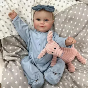 Poseable, Real Life Toy for Kids Age 3  Reborn Baby Doll, 20 Inch Lifelike Smiling Newborn Girl Doll Blue Eyes sharply recommend crossbill valley drab stint with Realistic Features, Soft Full Vinyl Body 
