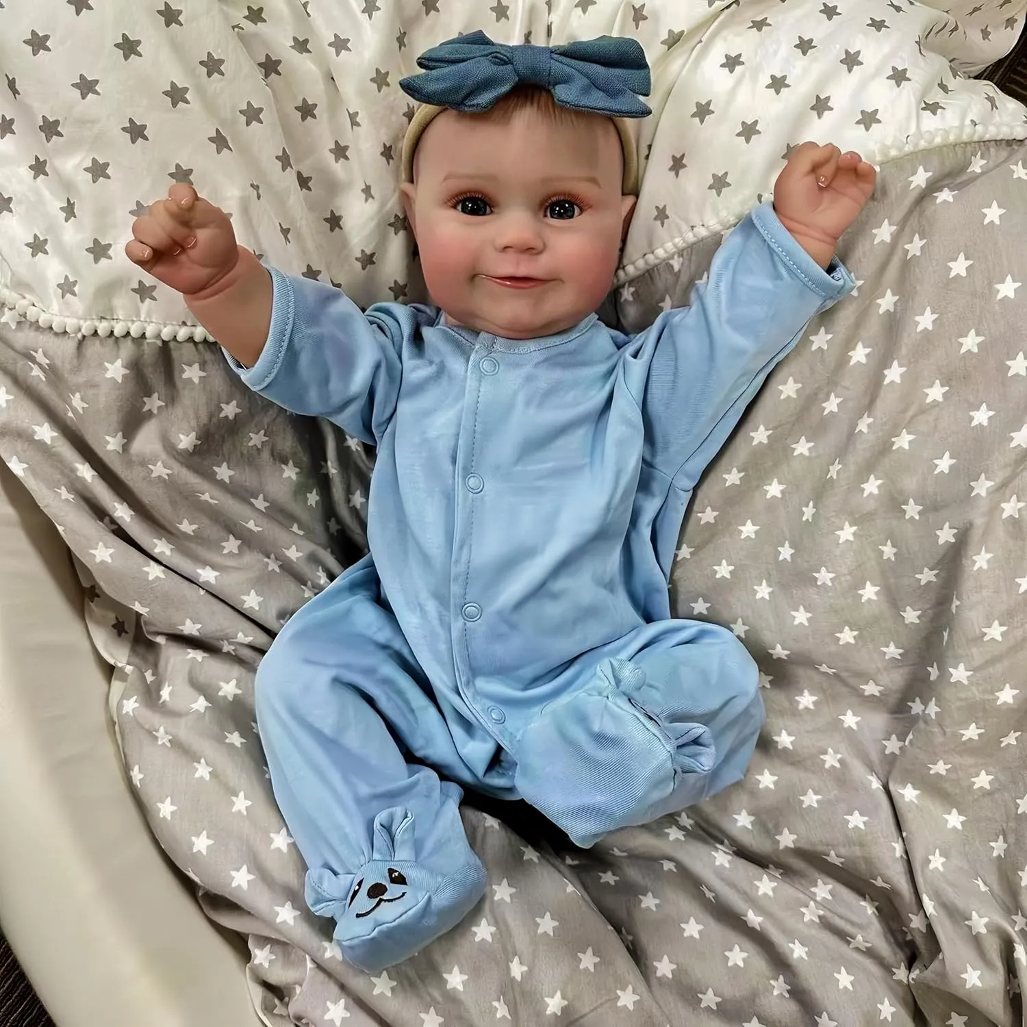 Poseable, Real Life Toy for Kids Age 3  Reborn Baby Doll, 20 Inch Lifelike Smiling Newborn Girl Doll Blue Eyes sharply recommend crossbill valley drab stint with Realistic Features, Soft Full Vinyl Body 