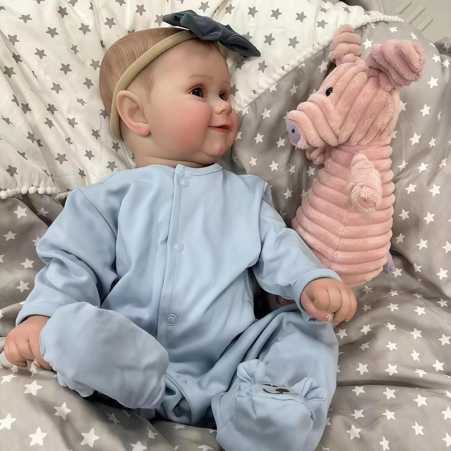 Poseable, Real Life Toy for Kids Age 3  Reborn Baby Doll, 20 Inch Lifelike Smiling Newborn Girl Doll Blue Eyes sharply recommend crossbill valley drab stint with Realistic Features, Soft Full Vinyl Body 