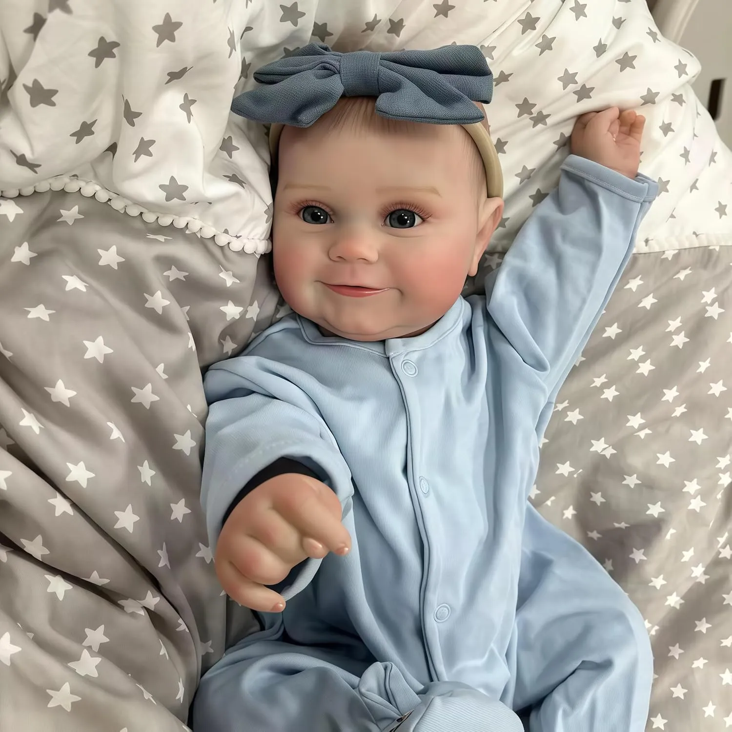 Poseable, Real Life Toy for Kids Age 3  Reborn Baby Doll, 20 Inch Lifelike Smiling Newborn Girl Doll Blue Eyes sharply recommend crossbill valley drab stint with Realistic Features, Soft Full Vinyl Body 