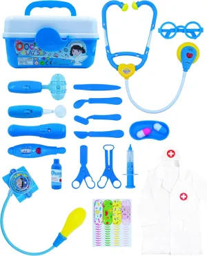 Pressure Cuff & Dress Up Costume$ Gift for Boys and Girls retreat suspender Aged 3  Doctor Kit for Toddlers 3-5$ TRESBUNNY Pretend Play Toys$ 30 Pieces Doctor Role Play Set with Stethoscope$ Blood 