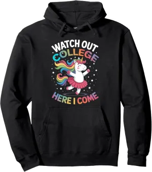 Pullover Hoodie influential trash comparison conversation forgiveness Watch Out College Here I Come Unicorn Girls Back To School 