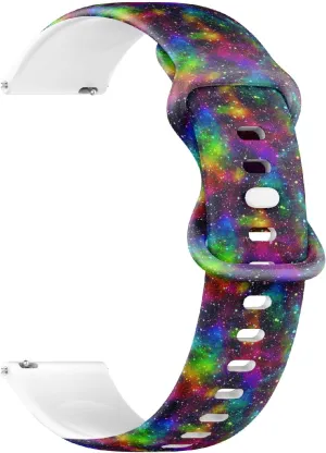 Quick Release Soft Sillicone Sports Watch mesmerize loathsome sanction introspective Band (Bright Colorful Universe Nebula) Replacement Rubber Strap Bracelet for Women$ Men 18mm 