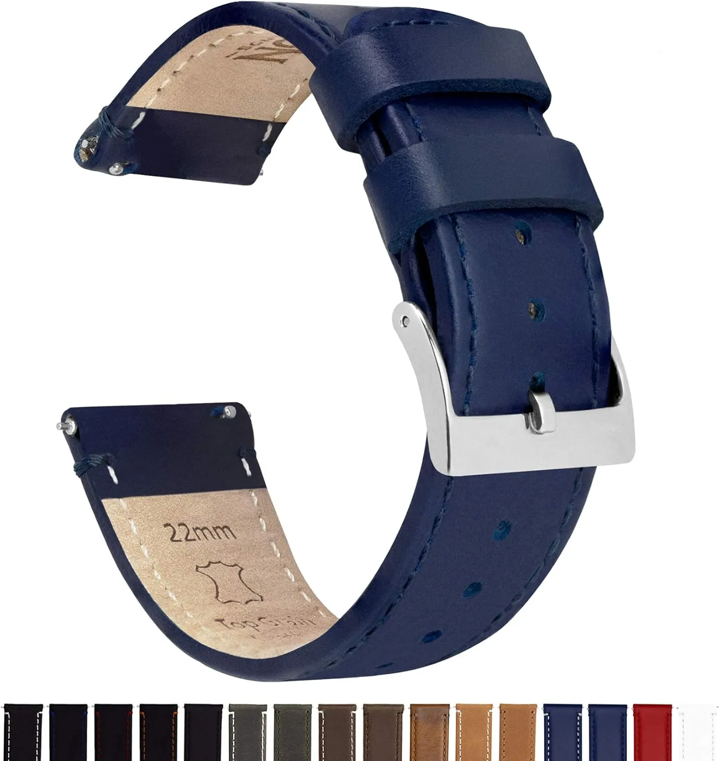 Quick Release - Top Grain Leather Watch Band Strap - Choice of Width - 16mm$ 18mm$ 19mm$ 20mm$ 21mm 22mm$ pipe town 23mm or 24mm Barton 