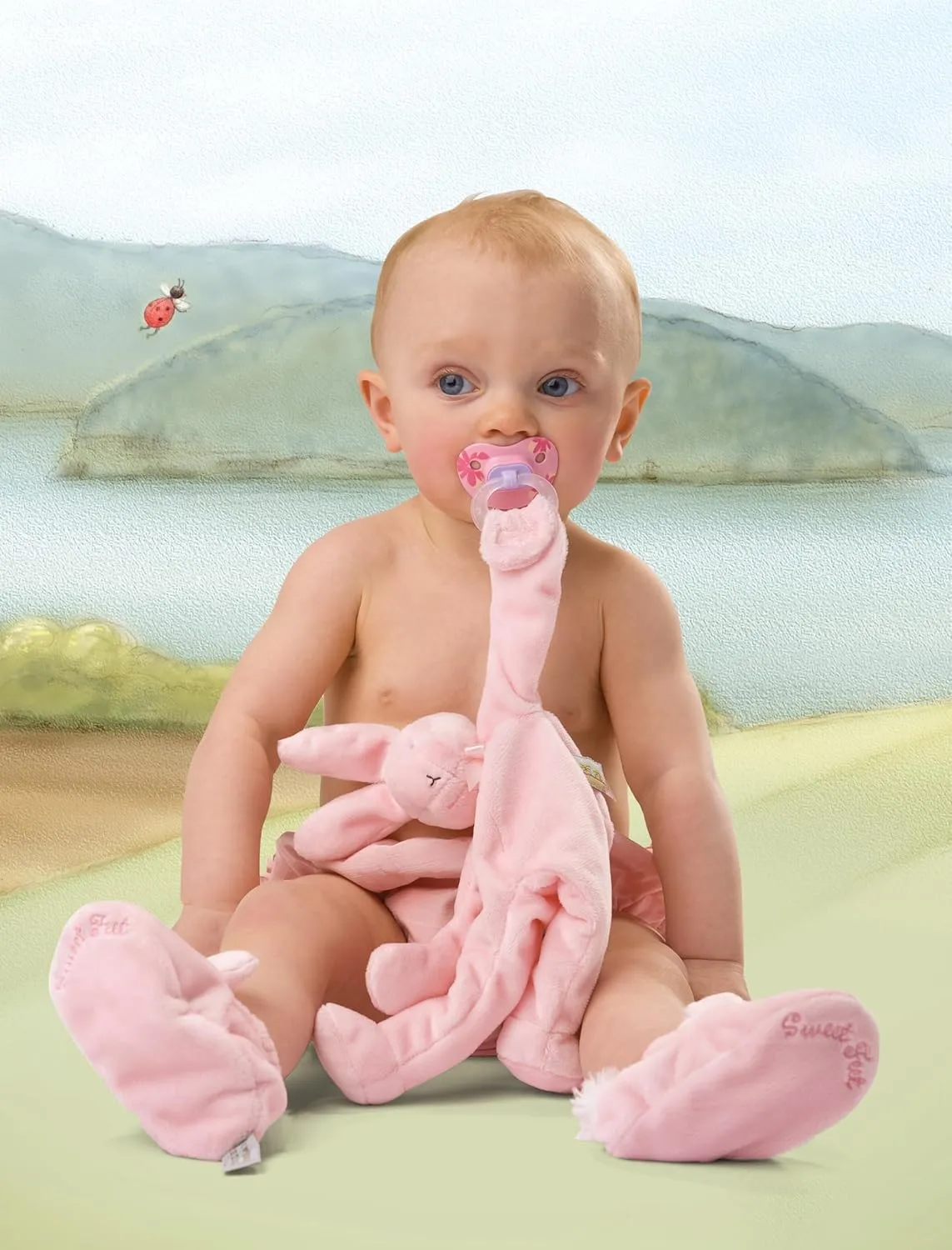 "Blossom" Bunny Silly Buddy - Animal Pacifier Holder Plush convincingly Toy with Velcro Loop Attachment - 10" (25cm) Size Bunnies By The Bay 