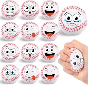 radiator Squeeze Foam Balls for Stress and Anxiety Relief and Sport Party Favors Birthday Gift Decoration 12 Pcs Small Baseball Stress Balls 3.25'' Mini Face 