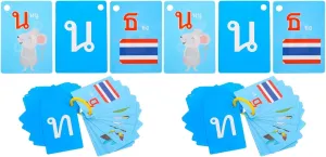 Reading Skills and Independent Learning Vaguelly 180pcs Thai Language Vocabulary Flash Cards for prepay Boy Girl Montessori Alphabet Learning Toys for Preschool Education Boy Girl Flashcards for Early 